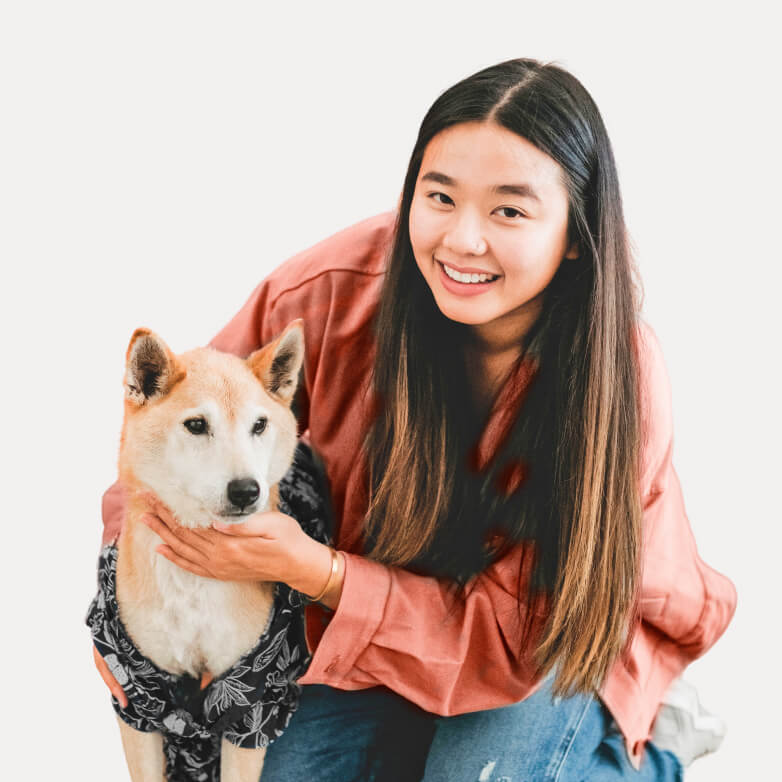 woman with shiba inu